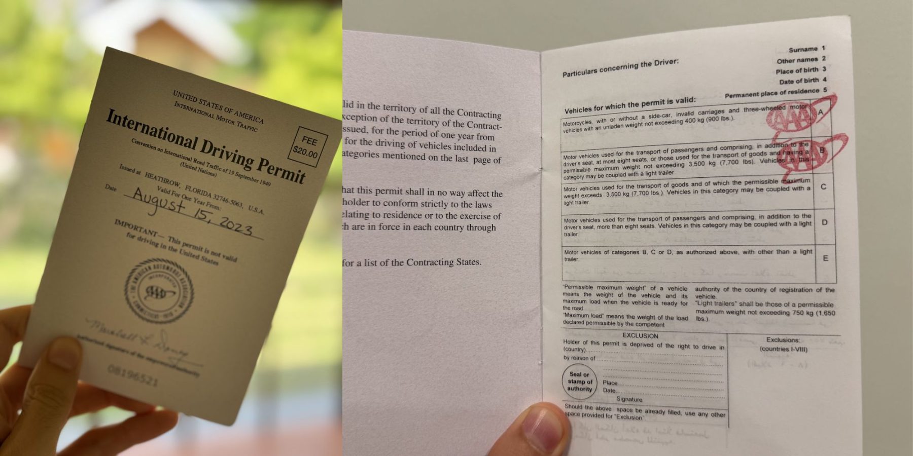 The International Driving Permit in all it's glory.