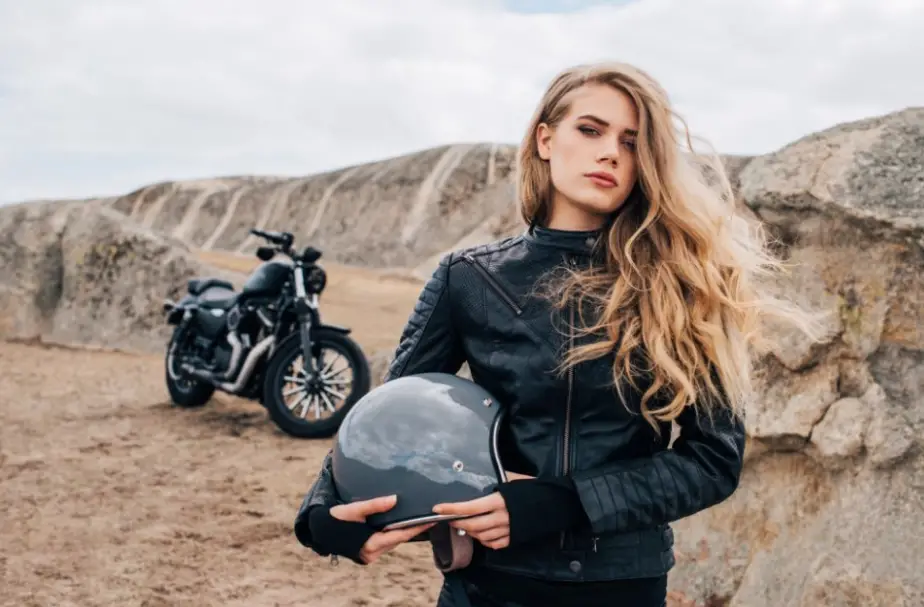 women rider in jacket fitting